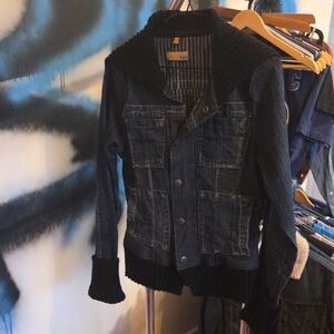 Jean Jacket With Sweater Edging